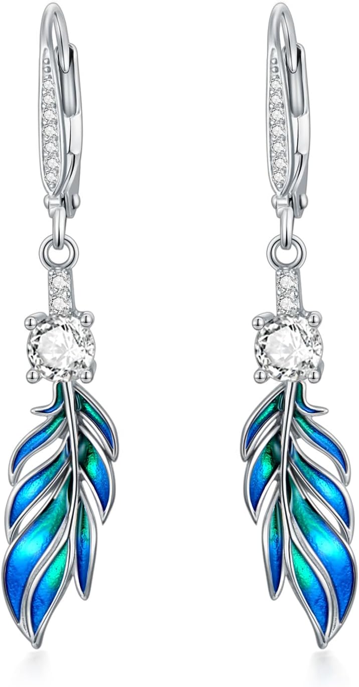 Colored Gemstone Dangle Earrings for Women 925 Sterling Silver Statement Earrings for Her Ladies