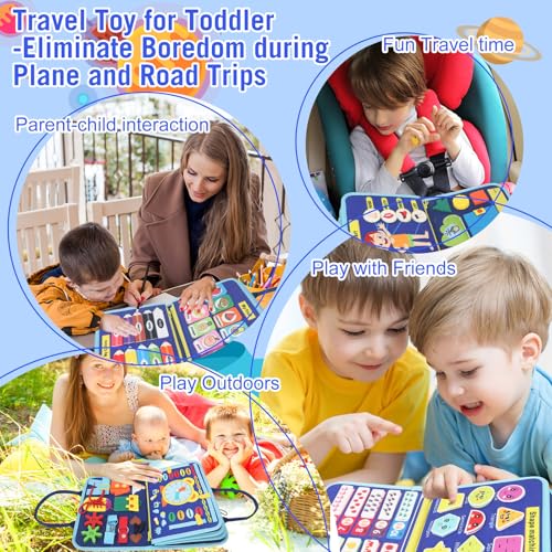 URBAN TOYS Toddler Busy Board for Kids Ages 3+, Montessori Busy Book, Sensory Learning Toy for Fine Motor Skills, Toddler Travel Essential for Airplane & Car, Gift for Boys & Girls - Image 3