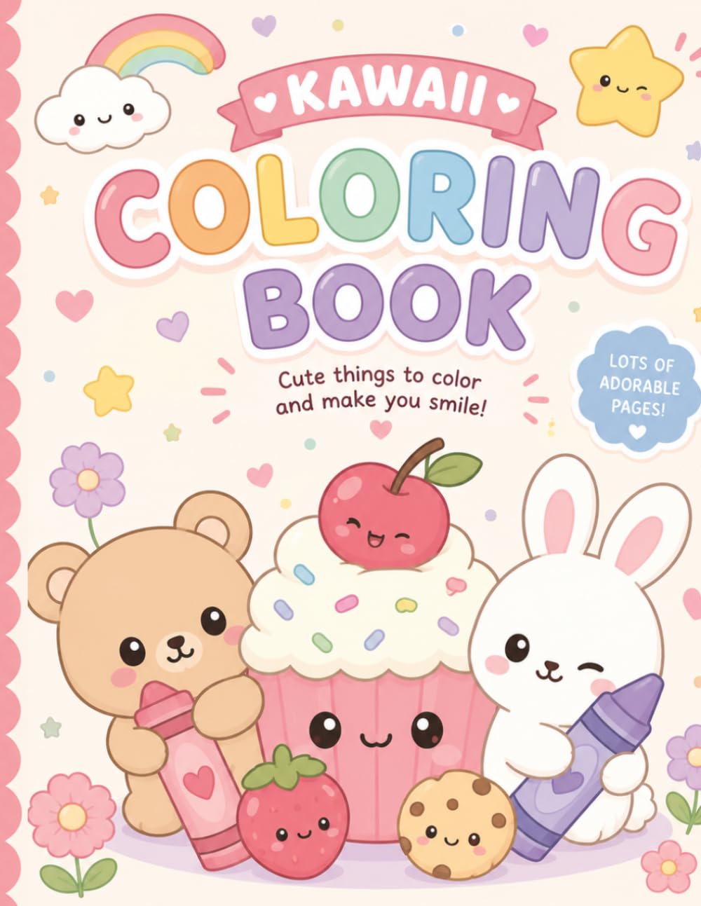 Cute Kawaii Coloring Book for Kids: Adorable Animals, Cozy Scenes & Easy Coloring Pages for Creative Fun