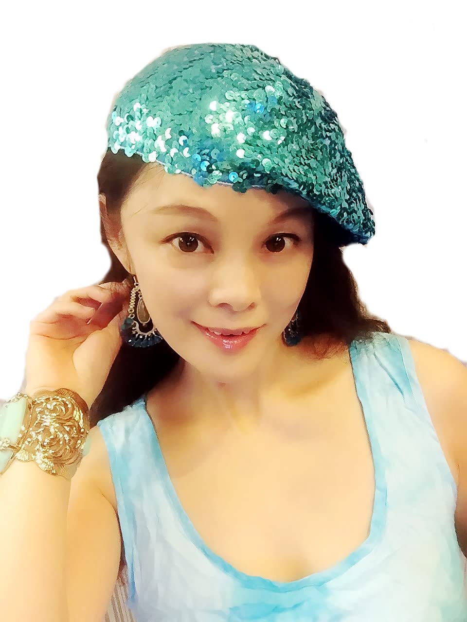 Blue Sequin Beret,Caps,Hats,Women Hat 