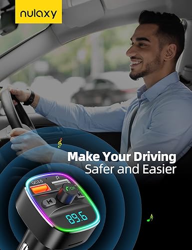 Miniatura 7 de Nulaxy Transmisor FM Bluetooth, adaptador Bluetooth para automóvil con cargador USB doble, radio inalámbrica, kit de reproductor de MP3, compatible