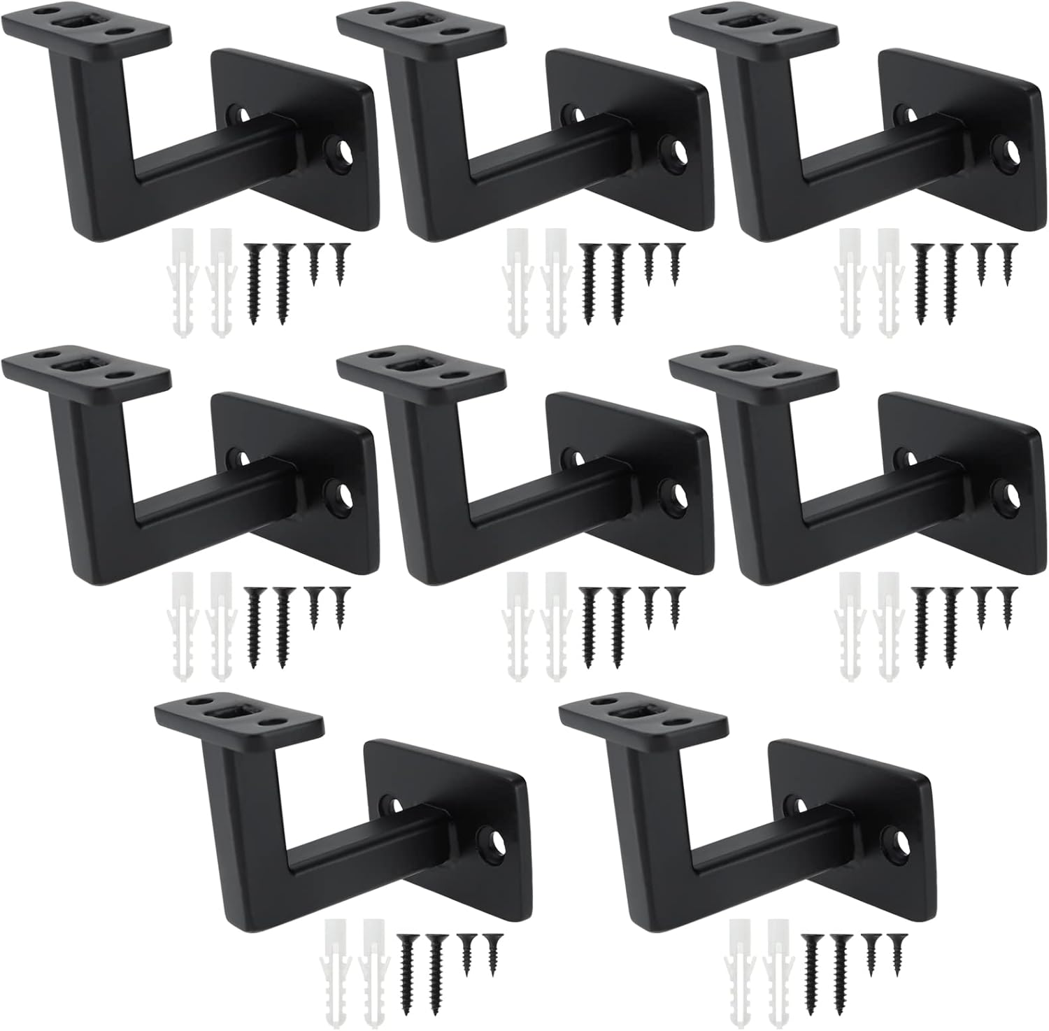 RealPlus Handrail Brackets, 8pcs Heavy Duty Steel Square Hand Rail Brackets for Staircase Stair Railing