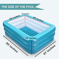 Vista 5 de Piscinas inflables, piscinas infantiles, piscina inflable familiar con suelo suave, piscina duradera de 82 y 59 pulgadas, diversión acuática