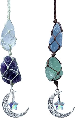 Miniatura 2 de Adornos colgantes de cristal hechos a mano para ventana de automóvil, espejo retrovisor, decoración del automóvil, piedra en bruto, cristales