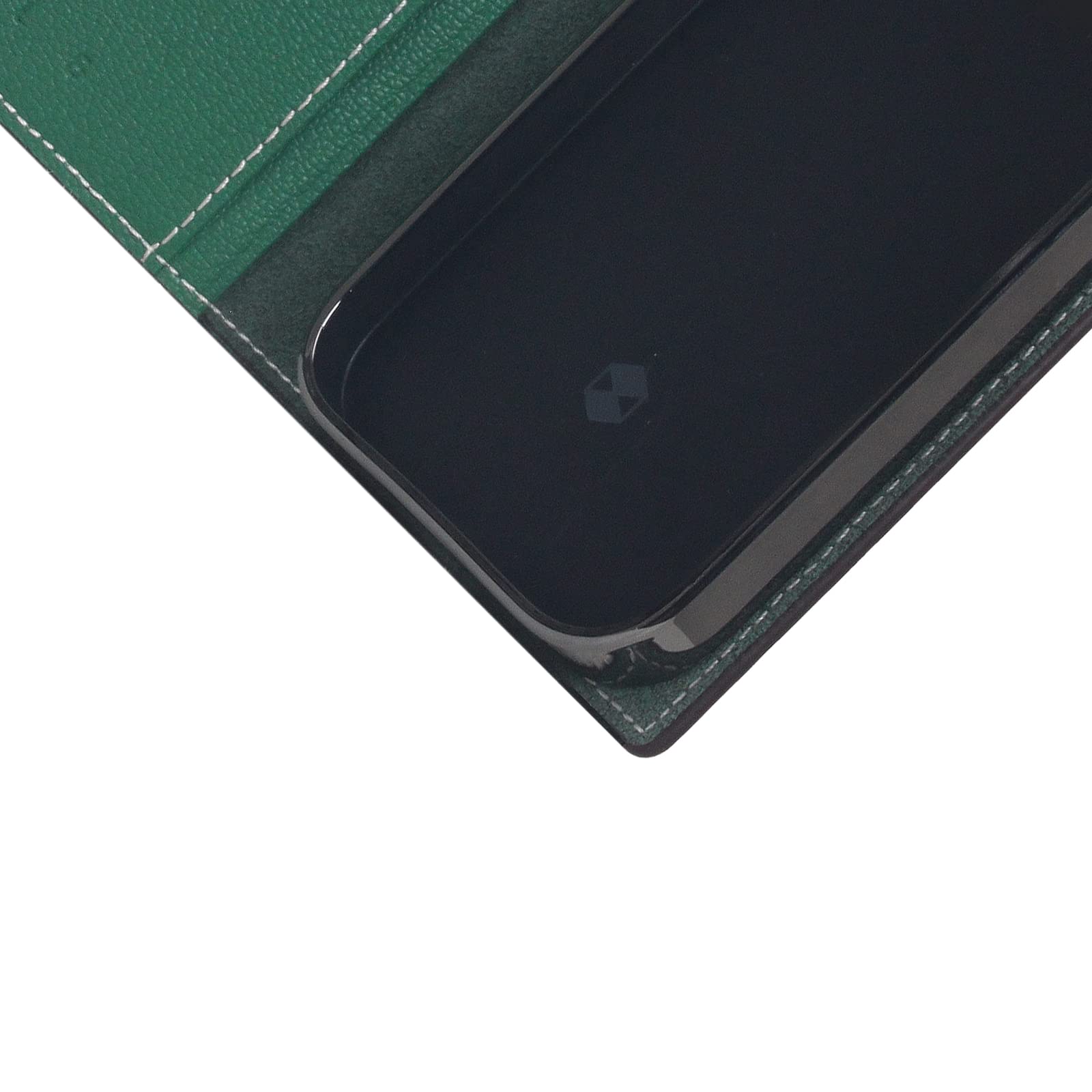 SLG Étui portefeuille en cuir coque compatible avec iPhone 14, D6 hybride en cuir grainé à rabat avec fente pour carte avec boîte cadeau, fait à la main et conçu pour iPhone 14 (vert marine)