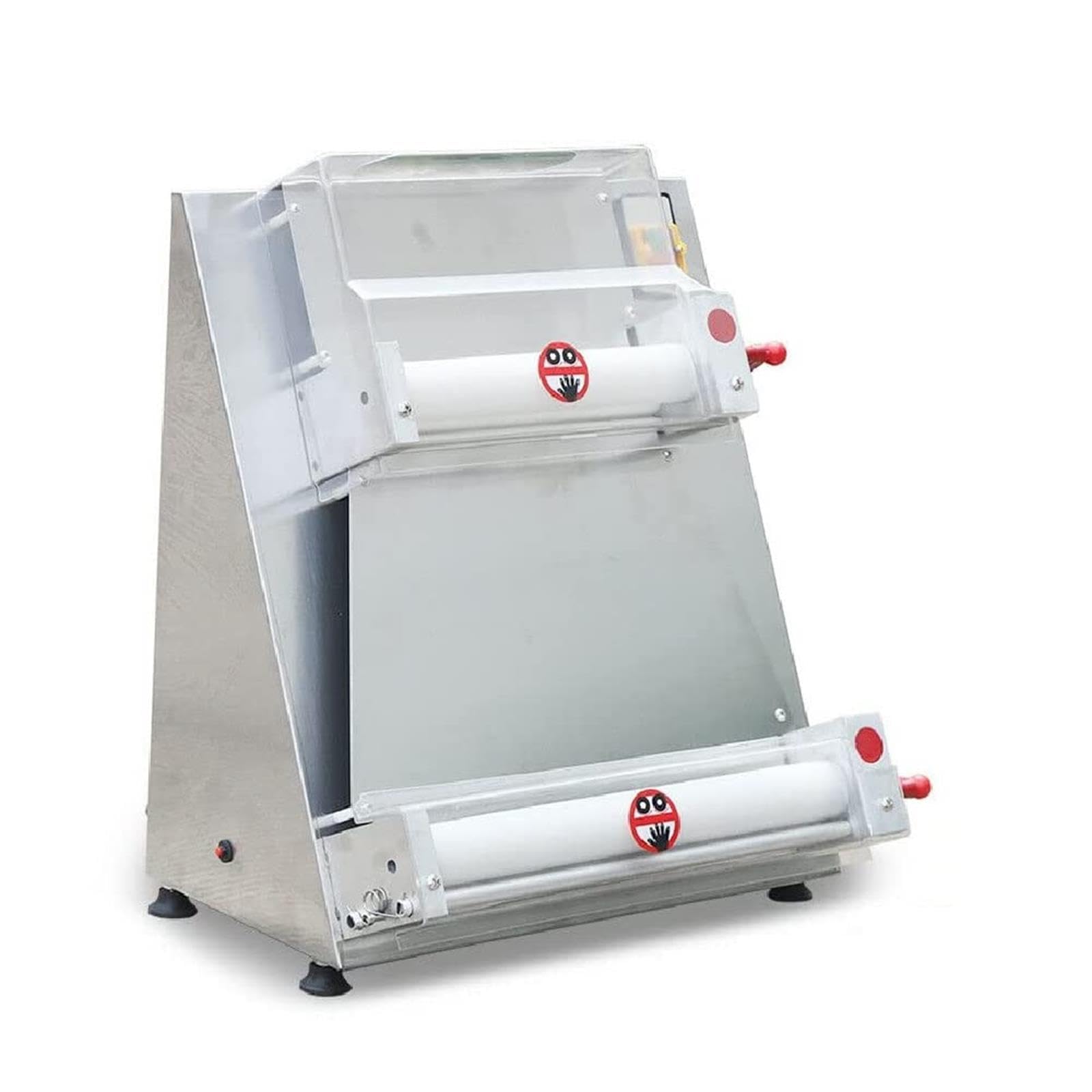 Rodillo de masa de pizza comercial, máquina formadora de masa de pizza de 15 pulgadas, máquina de pizza eléctrica de 370 W para fideos, pizza, pan, pasta, 0.028-0.213 in, grosor de pizza, acero 3