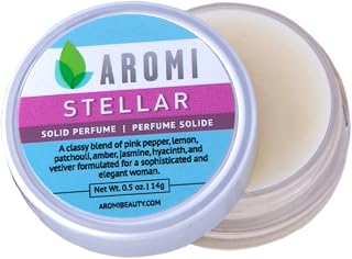 Aromi Stellar Solid Perfume | Spicy, Floral Fragrance, Pink Pepper, Jasmine, Amber, Patchouli Scent, Vegan, Cruelty-free, Gift, Travel, Handmade (Stellar)