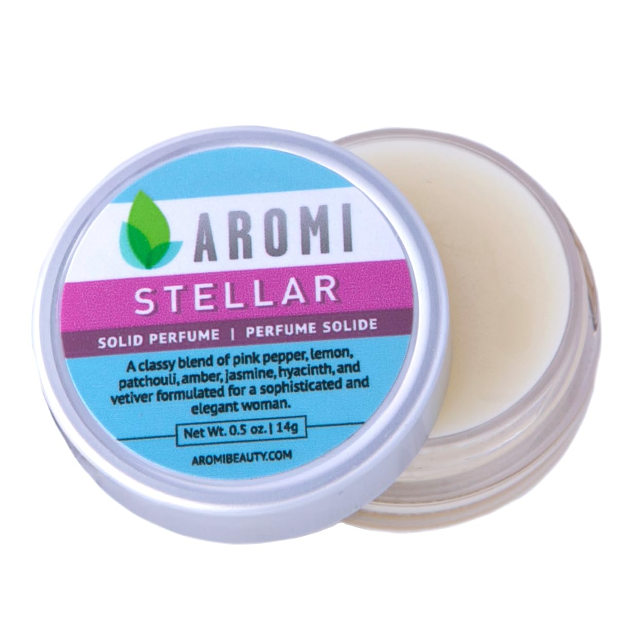 Aromi Stellar Solid Perfume | Spicy, Floral Fragrance, Pink Pepper, Jasmine, Amber, Patchouli Scent, Vegan, Cruelty-free, Gift, Travel, Handmade (Stellar)
