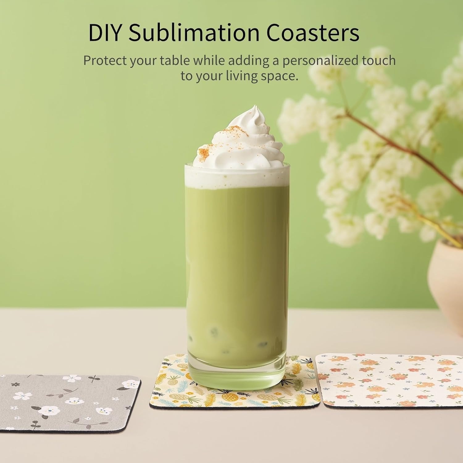 100 Pcs Sublimation Coasters, Blank Square Cup Mats 3.94 X 3.94 Inches, Non-Slip DIY Heat Press Printing Coasters