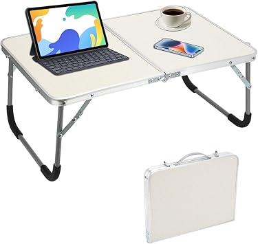 Foldable Laptop Table, Folding dining table, Multifunctional Foldable Lap Desk for Bed, Lightweight Foldaway fit Bed Couch Sofa Floor, Outdoor Garden Picnic Camping White with pattern