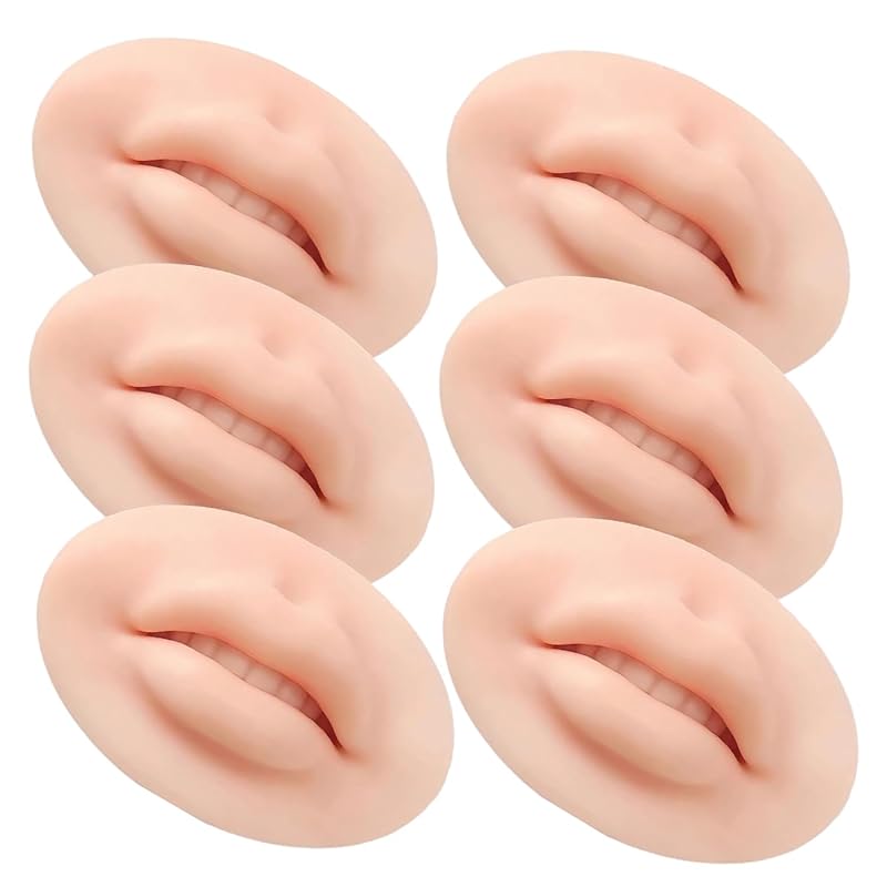 Lyuxzad Modelo de Lábios de Silicone para Prática de Maquiagem, 6 unidades