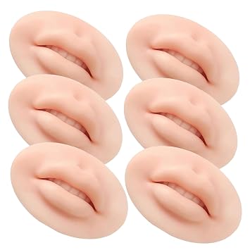 Tattoo Fake Lips 6 Pieces 5D Fake Lips, Silicone Lips for Makeup Practice, Soft Tattoo Practice Lips Model for Semi Permanent Make Up Supplies