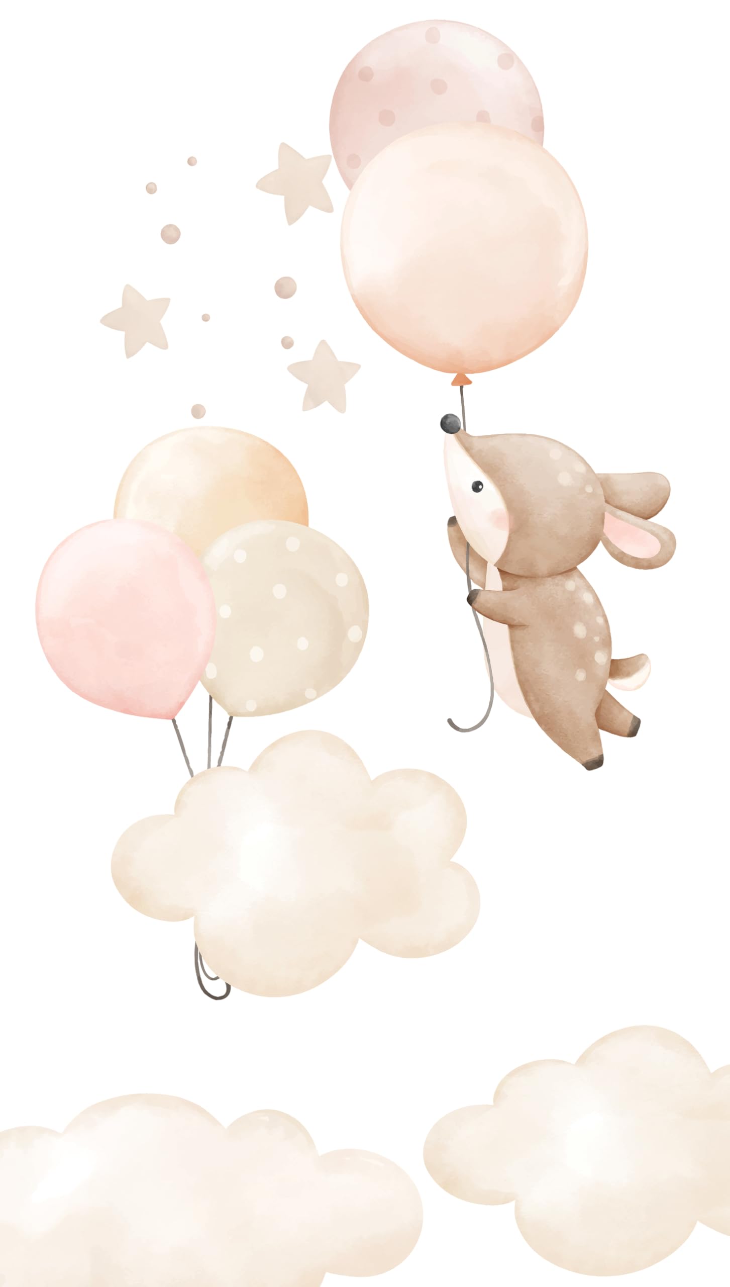 Rasch Kindertapete Hase, Wolken & Ballons Kids World II - Verspielte Fototapete Tiere in Pink für ein ruhiges Wohnambiente im Mädchen und Jungen Zimmer - 2,8 m x 1,59 m
