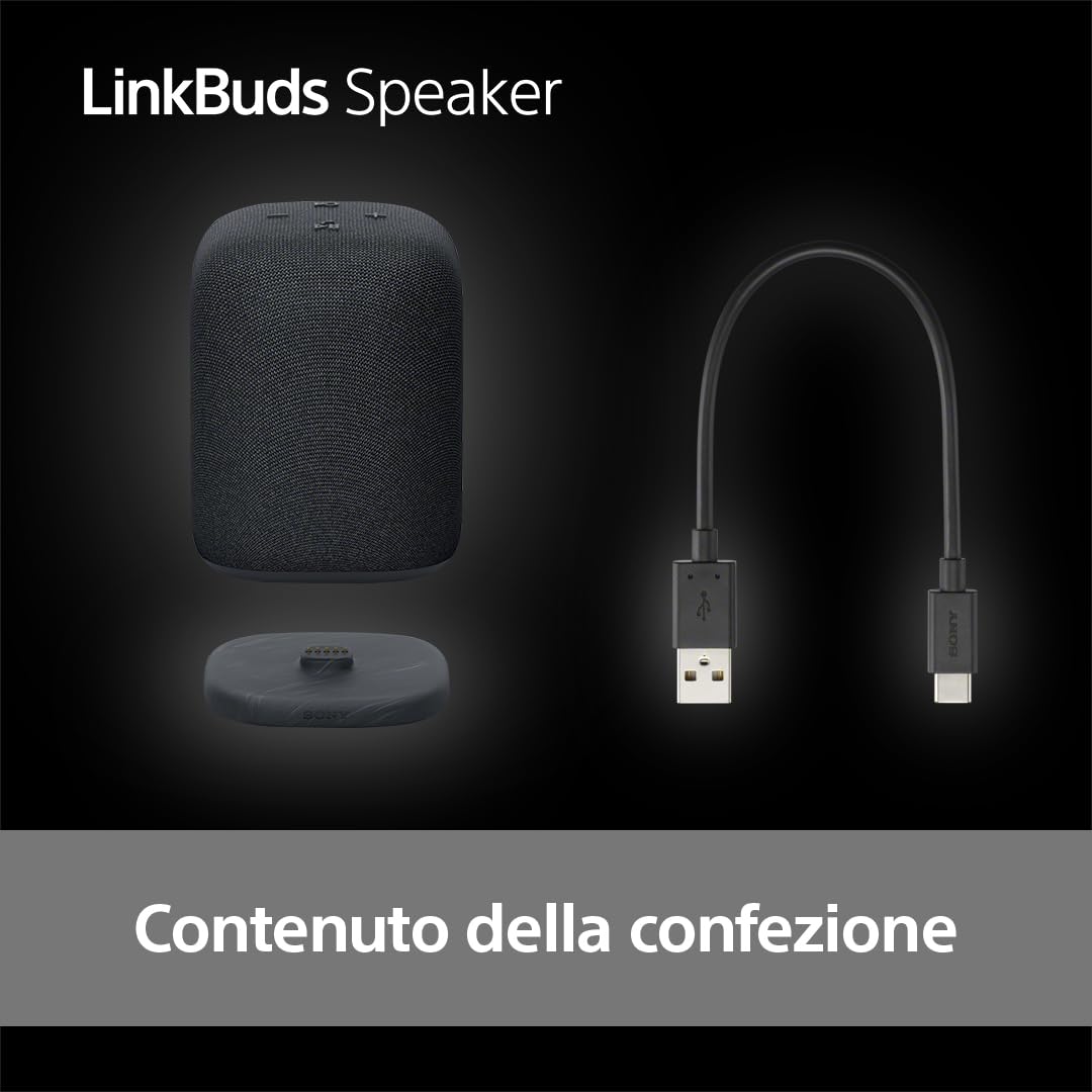 Sony LinkBuds Speaker – Altoparlante Portatile Wireless Bluetooth, IPX4, resistente all'acqua, batteria da 25 ore, qualità delle chiamate nitide, per esterni, da viaggio - Black