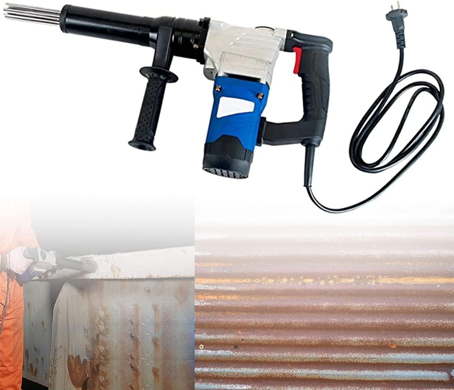 HandHeld Electric Needle Scaler, 1100w High Power Electric Derusting Gun, Needle Type Rust Remover for Removal of Rust, Weld Slag and Paint