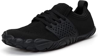 Men's Trail Running Shoes Minimalist Barefoot 5 Five Fingers Wide Width Toe Box Gym Workout Fitness Low Zero Drop Slip On Runner Male Black Size 9