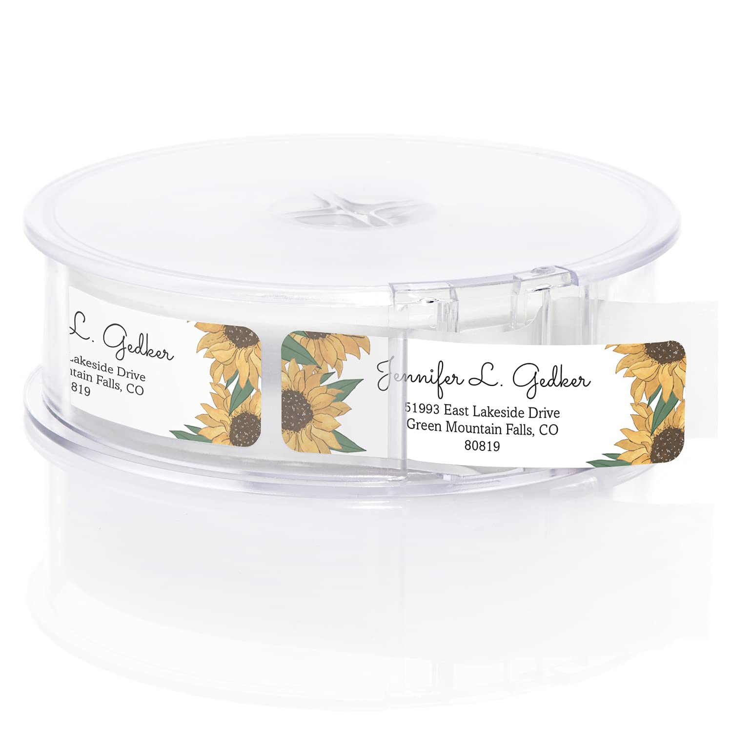 Illustrated Sunflower Rolled Address Labels/Roll of 250 Floral Garden Personalized Address Labels/Designer Return Address Stickers in Elegant Plastic