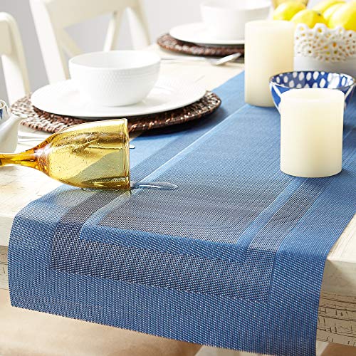 DII PVC Tabletop Collection Woven Indoor/Outdoor, Table Runner, 14x72, Nautical Blue by DII - Image 3