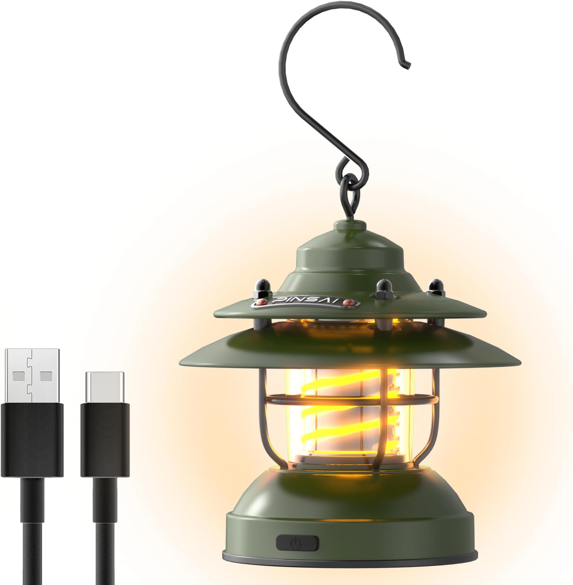 LED Camping Lantern,Mini Rechargeable Retro Warm Camp Light,Battery Powered Metal Vintage Hanging Lamp,Portable Waterpoor Outdoor Tent Bulb, Emergency Lighting for Power Failure,Outages