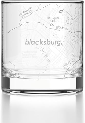 Miniatura 21 de Well Told Vaso de whisky grabado con mapa de Charleston, Carolina del Sur, vaso de rocas estilo antiguo (11 oz, transparente), vaso de whisky