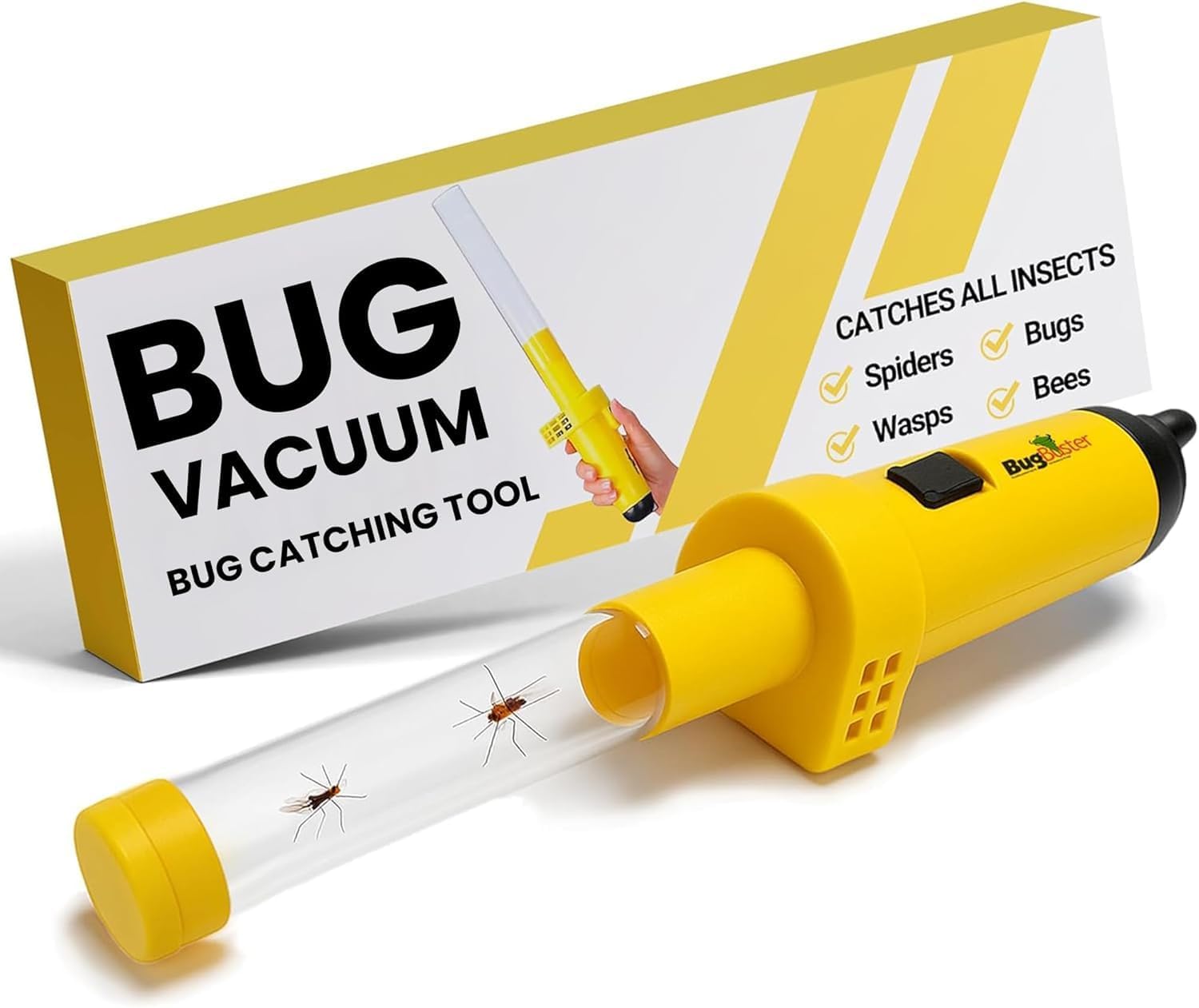 Sonic Technology BugBuster BB100 - Battery Operated Spider Catcher and Release Device, Spider Vacuum Catcher for Kids & Adult, Bug Catch and Release Tool for All Insects with Easy On/Off Switch