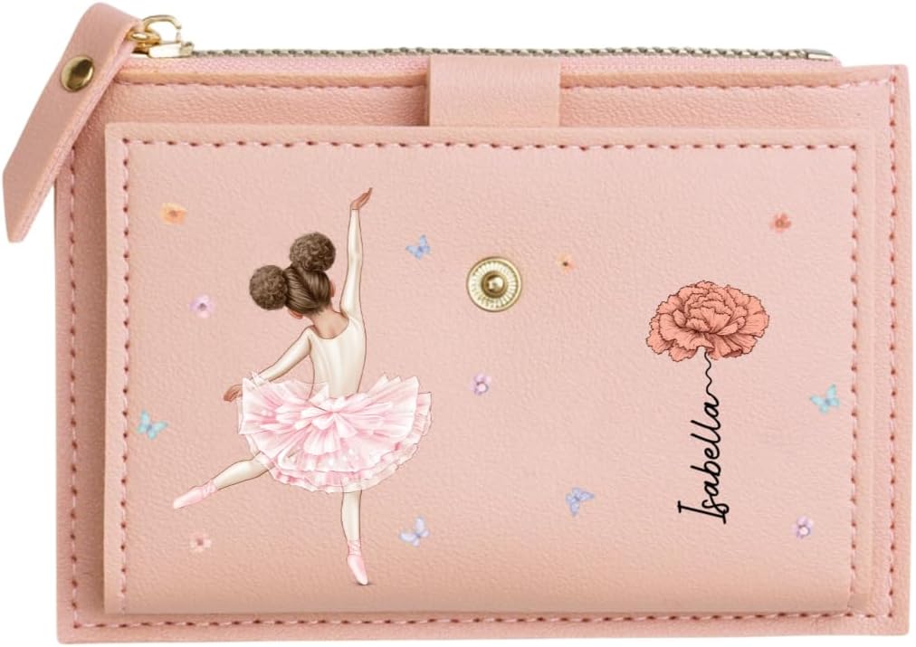 Personalized Ballet Dancer Leather Zipper Wallet, Kids Wallet, Girls Wallets, Wallet For Girls, Cute Wallet, Mini Wallet, Pink Wallets, Wallet For Teen Girls, Little Girls Wallets (#1)