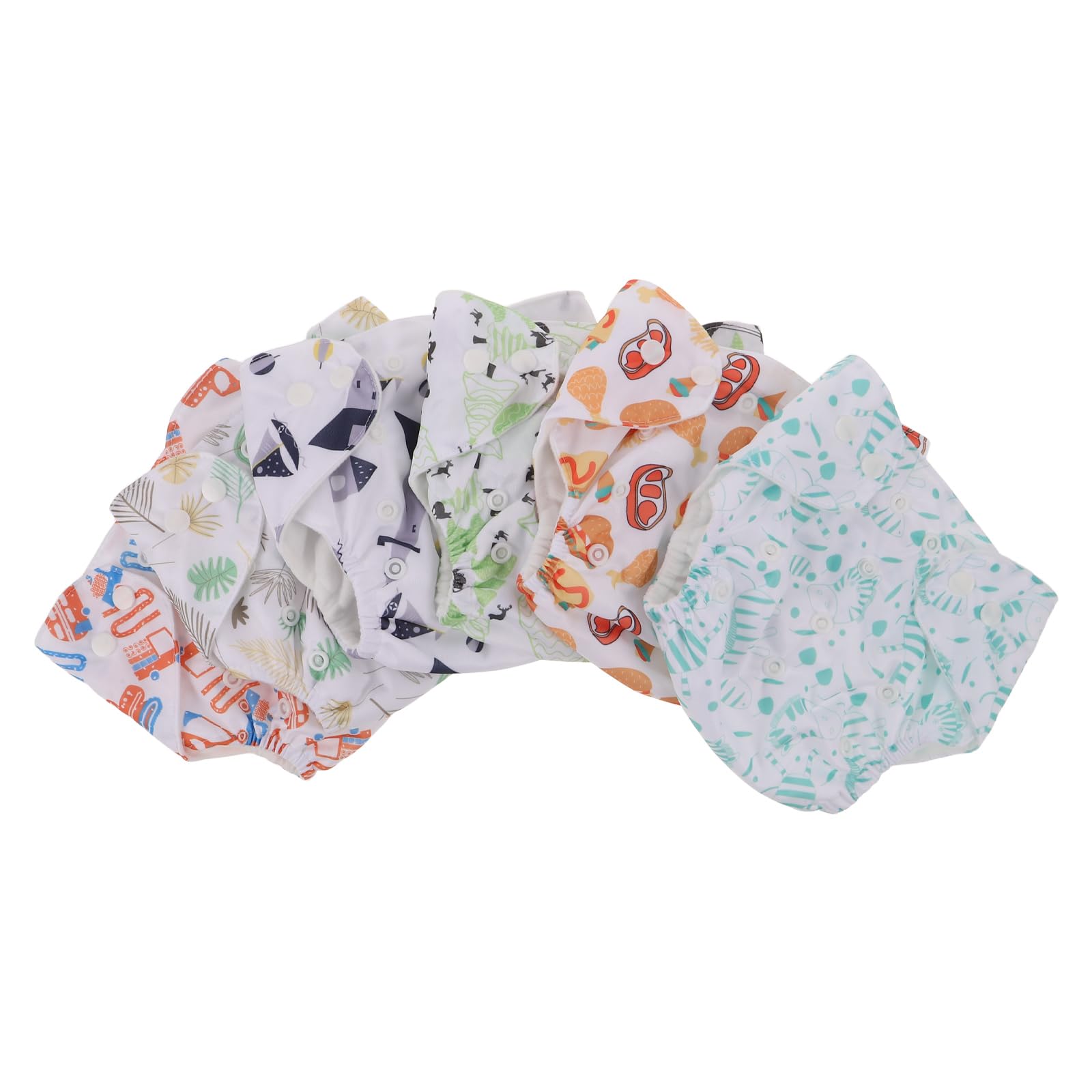 Pañales de Tela Lavables para Recién Nacido 6 Unidades con Estampados Infantiles Variados, Pantalones Absorbentes y Reutilizables para Bebés con Cierre a Presión, Ropa