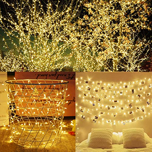 LJLNION 300 LED String Lights Outdoor Indoor, Extra Long 98.5FT Christmas Lights, 8 Lighting Modes, Plug in Waterproof Fairy Lights for Wedding Party Bedroom Decorations (Warm White) - Image 6