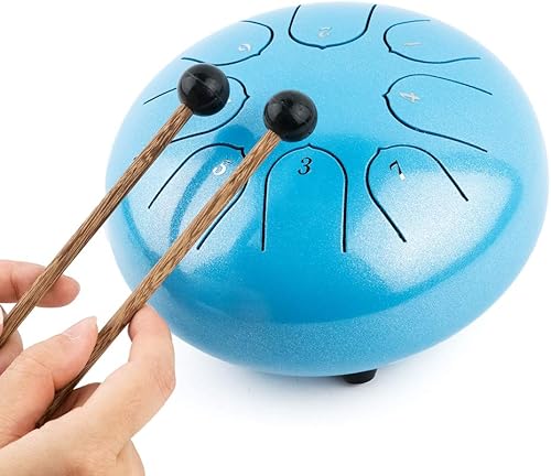 Miniatura 3 de Tambor de lengua de acero, 8 notas, 6 pulgadas, instrumento de percusión con mazos de tambor, bolsa de viaje, regalos para niños y adultos (azul)