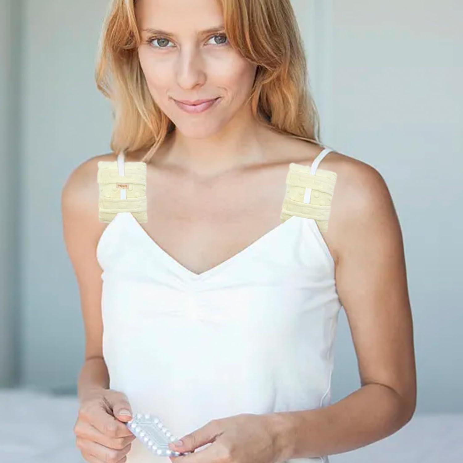 2 Pack Pacemaker Pillow Post Surgery Bra Strap Cushion Pad Protector for Chest Port Pacemaker Heart Surgery Recovery Support Beige Yellow (Beige Yellow)