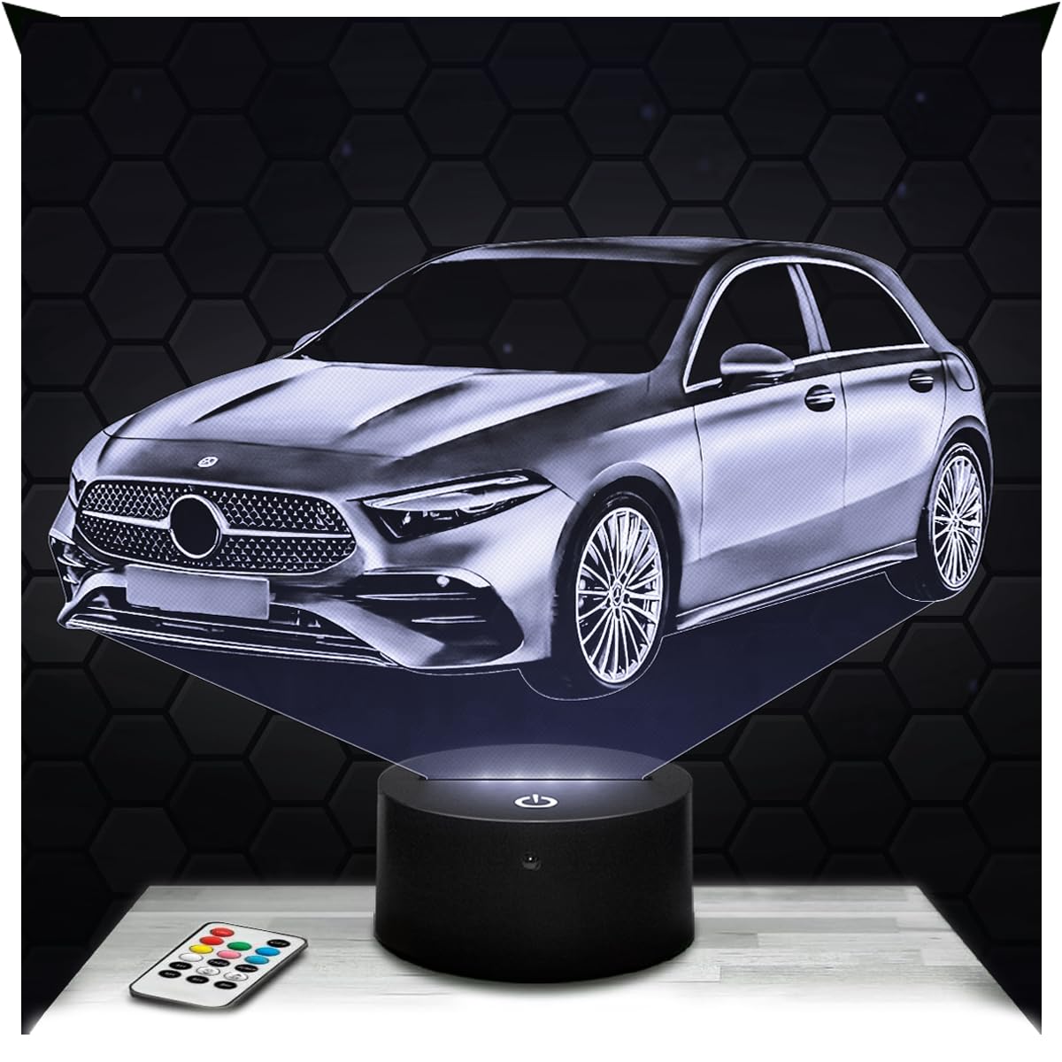 Lampephoto.fr - 3D Lamp Class A German Car, Touch LED Night Light, 3D Hologram Effect, Christmas Birthday Gift Idea for Men, Bedroom Decoration Object