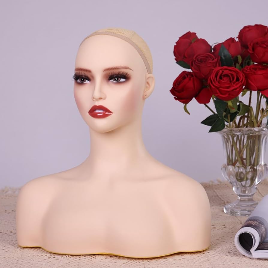 Amazon.co.jp: 女性のリアルなマネキンヘッド肩付きメイクアップ