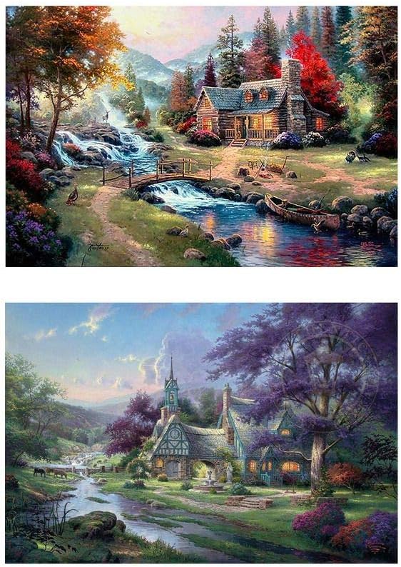 Puraikcmi 5D DIY Diamond Art Painting 2 Pack Scenery 16X20 inches Full Round Drill Rhinestone Embroidery for Wall Decoration