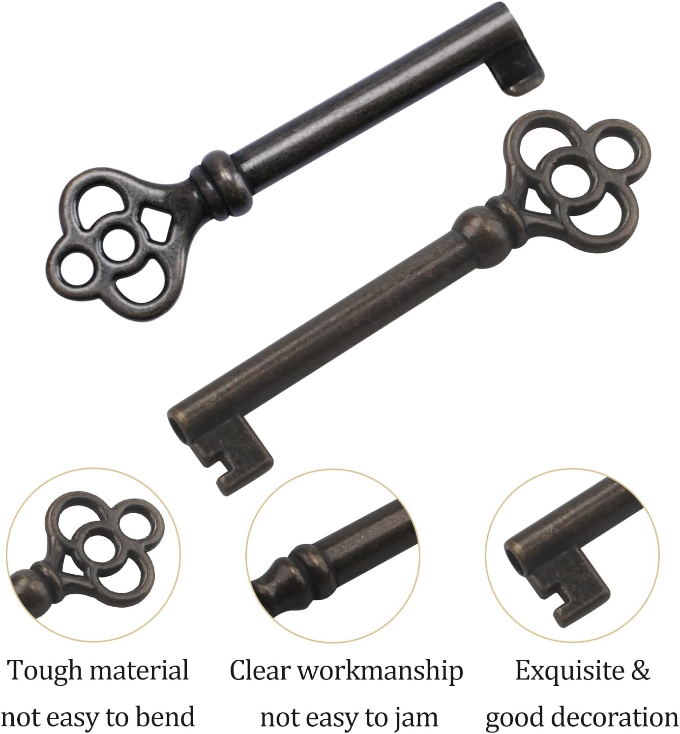 KY-3 & KY-3AB Hollow Barrel Antique Skeleton Keys Bronze for Antique Furniture,Universal Key,Skeleton Key for Old Doors and Many Other Scenarios