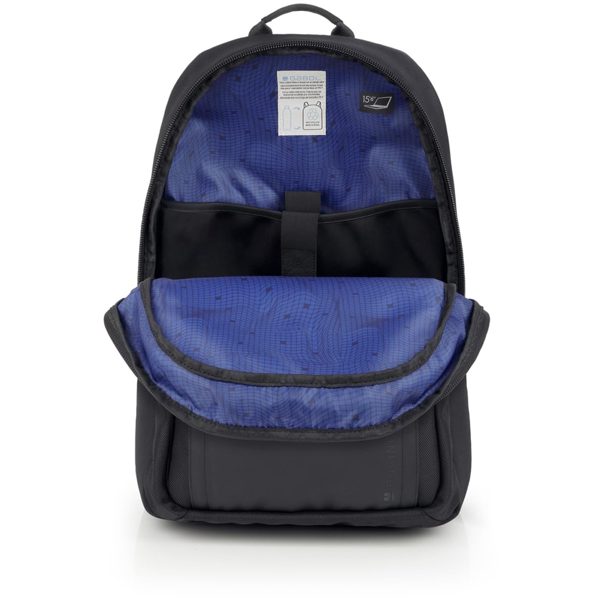 Gabol - Mochila para Portátil 15,6" Pixel 33x47x19 cm - Capacidad 25L - 3 Compartimentos y Acople a Maleta - Diseño Español en Poliéster Resinado y Libre de PVC - Negro