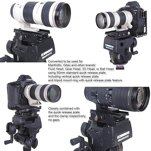 Miniatura 6 de iShoot Adaptador convertidor de abrazadera para cámara Arca-Swiss Fit de 1.535 in, placa de liberación rápida convertida a compatible con Manfrotto