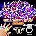 Leitee 50 Pcs Flashing LED Bumpy Rings Colorful Light up Glow Jelly Rings for Party Class Games Prizes Halloween Valentines Glow in the Dark Party Supplies(Bat,Gray, White)