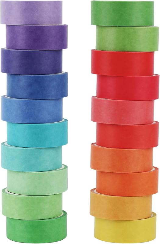 Washi Tape Set Decorative Tape 20 Rolls Colorful Washi Tape Aesthetic DIY Art Masking Tape for Kids Notebook Craft Scrapbooking & Stamping Supplies (15MM)