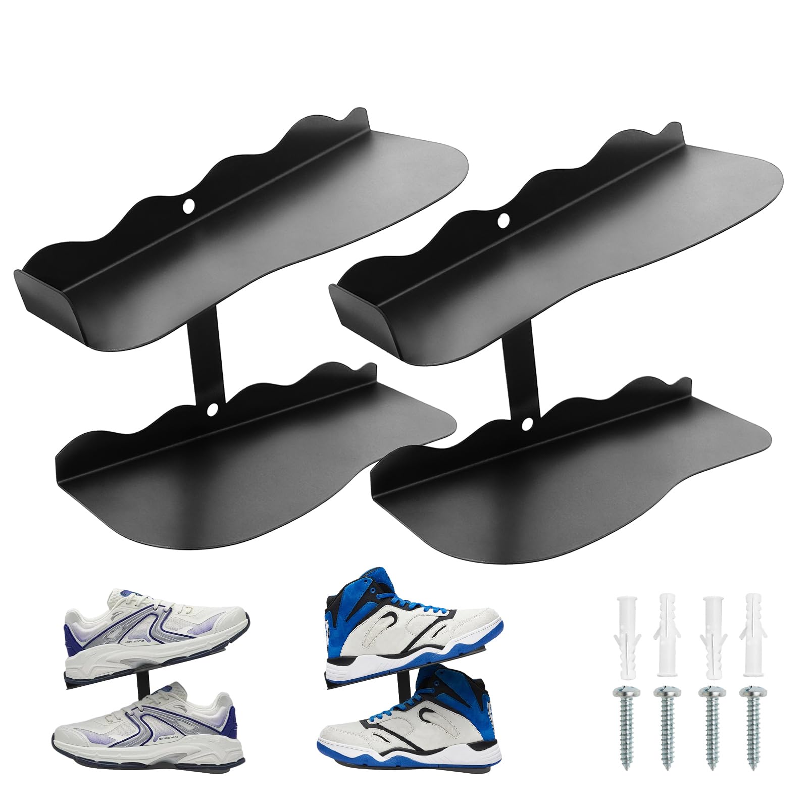 Atsgke Floating Shoe Display - Modern Shoe Shelf & Wall Shoe Rack for Sneaker Collectors - Space-Saving Floating Shoe Display for Living Rooms, Bedrooms & Hallways (2PCS)
