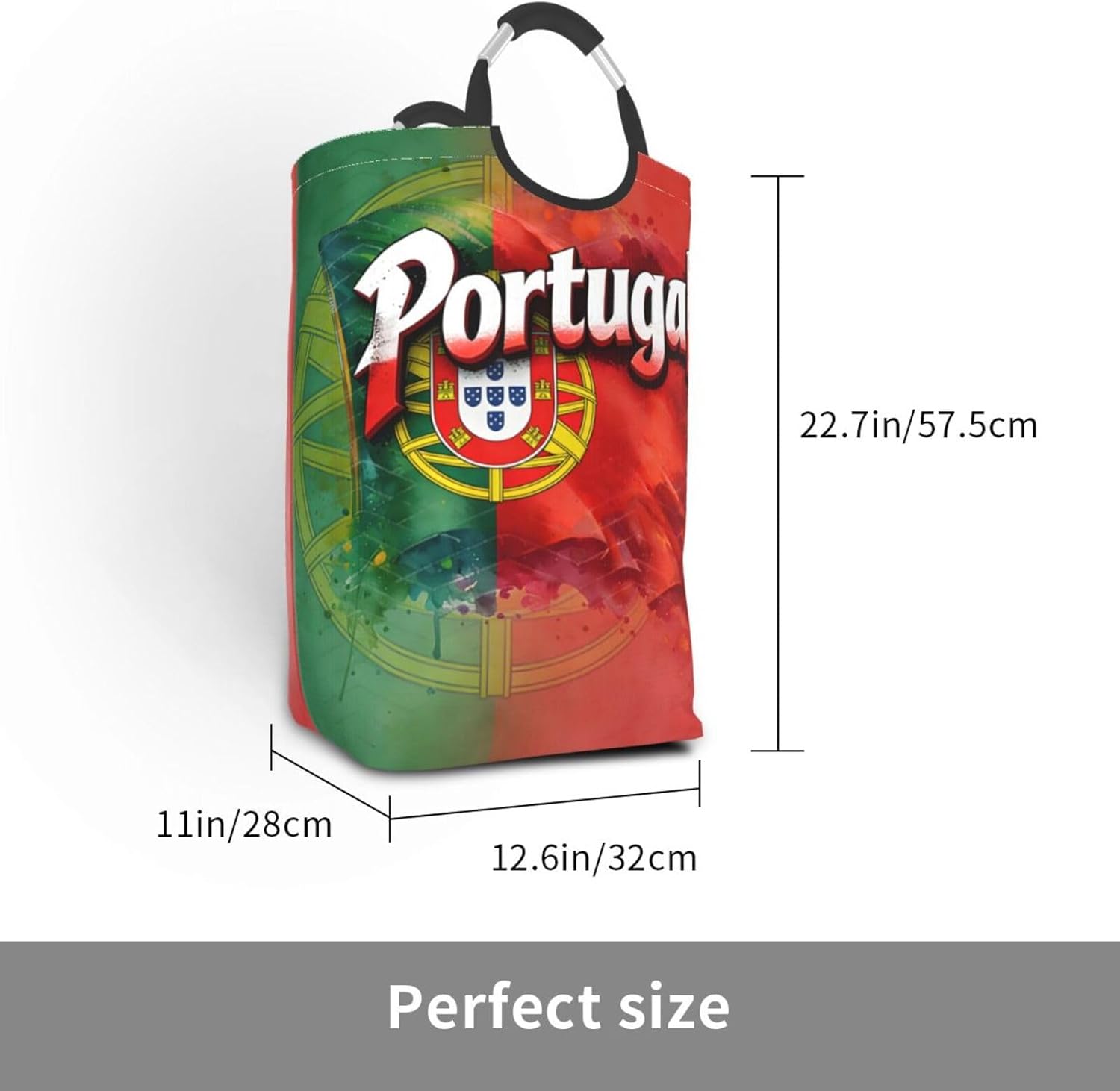 Portugal We Are 26 Foldable Dirty Laundry Bag, Waterproof Oxford Fabric With Pe Board Base, 50l Capacity For Home & Travel