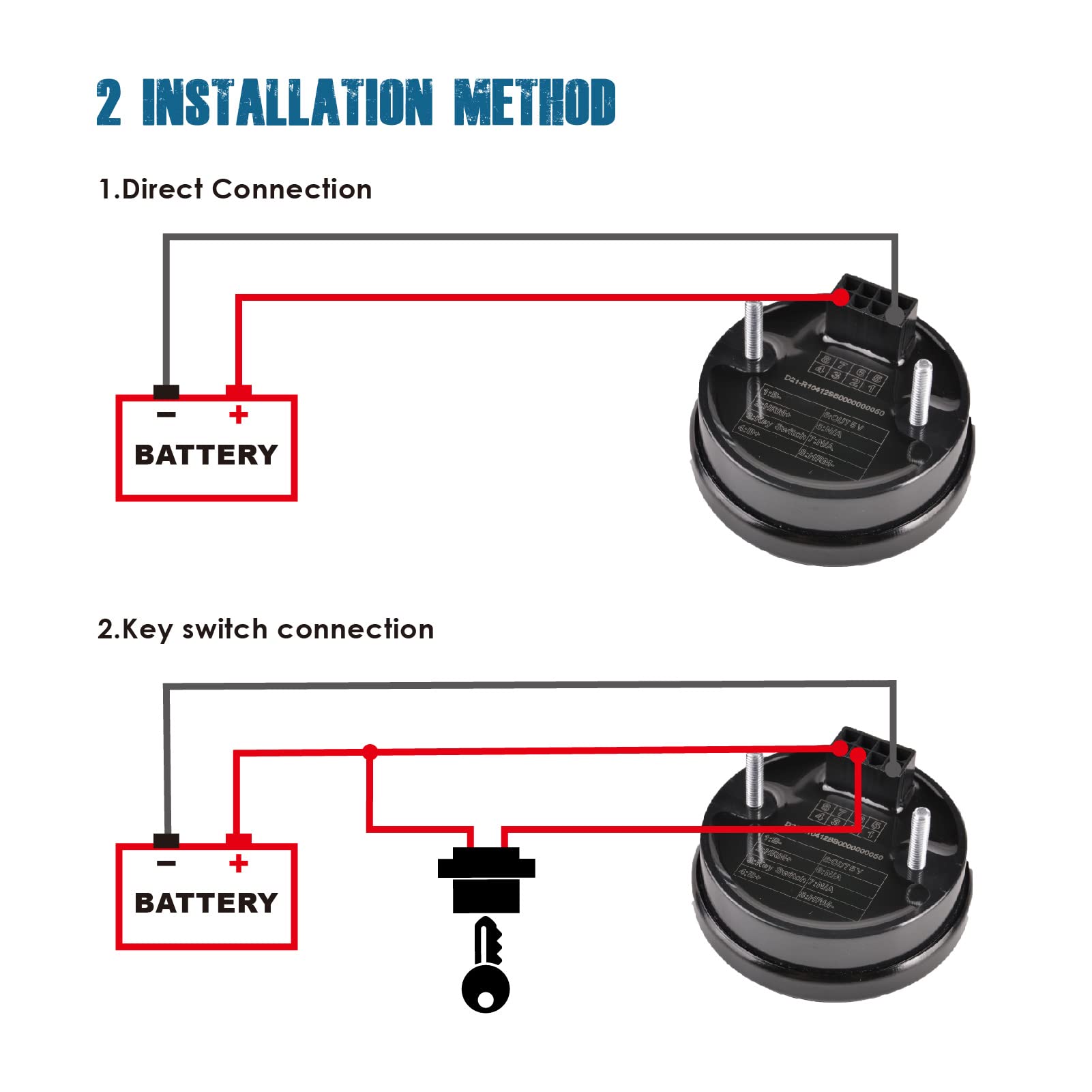 Runleader Jauge Batterie LED - Compteur Horaire IP67 - 12V-48V Plomb-acide/LiFePO4 - Alarme Tension