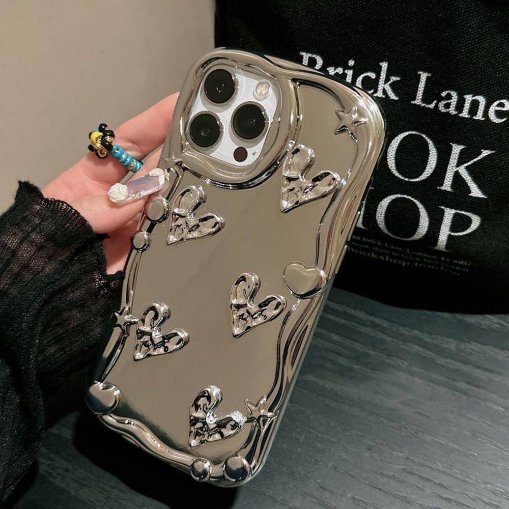 Coque antichoc pour iPhone 13 Pro Max en argent galvanisé robuste - 4