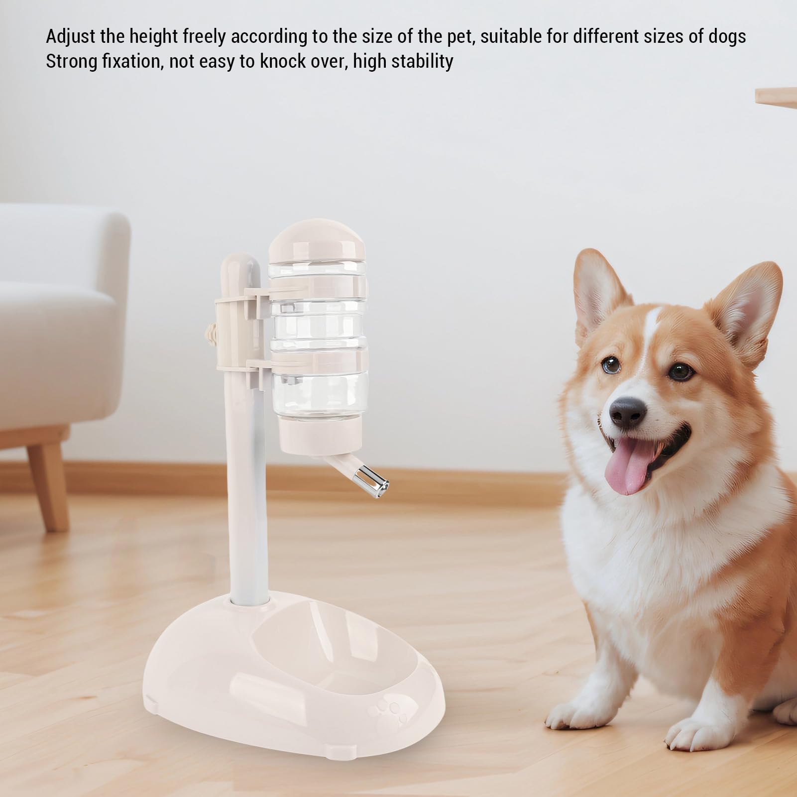 Asixxsix Alimentador de Dispensador de Agua de Pie para Mascotas, Ajustable, Tazón de Gato Perrito de 500 Ml de Capacidad Desmontable para Alimentador Automático de Agua con Soporte