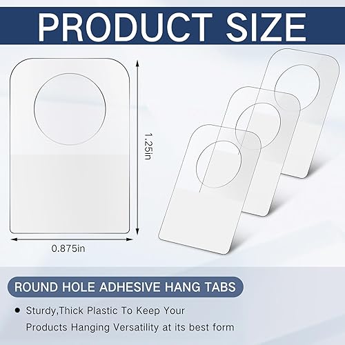 Miniatura 2 de Blulu 3000 etiquetas transparentes para colgar con agujeros de ranura transparentes, pestañas colgantes autoadhesivas de plástico, pestañas