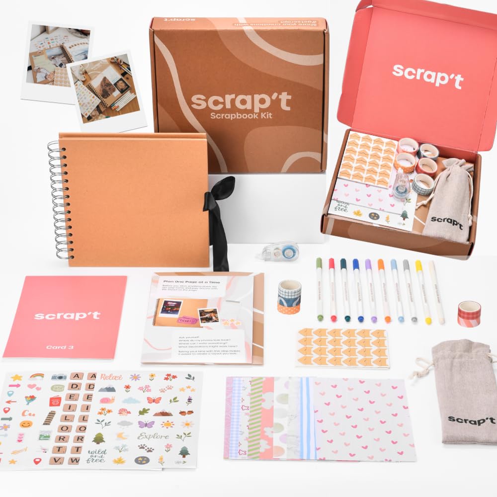 Scrapbook Kit - 80 Page Photo Album DIY Scrapbook - Holds 30