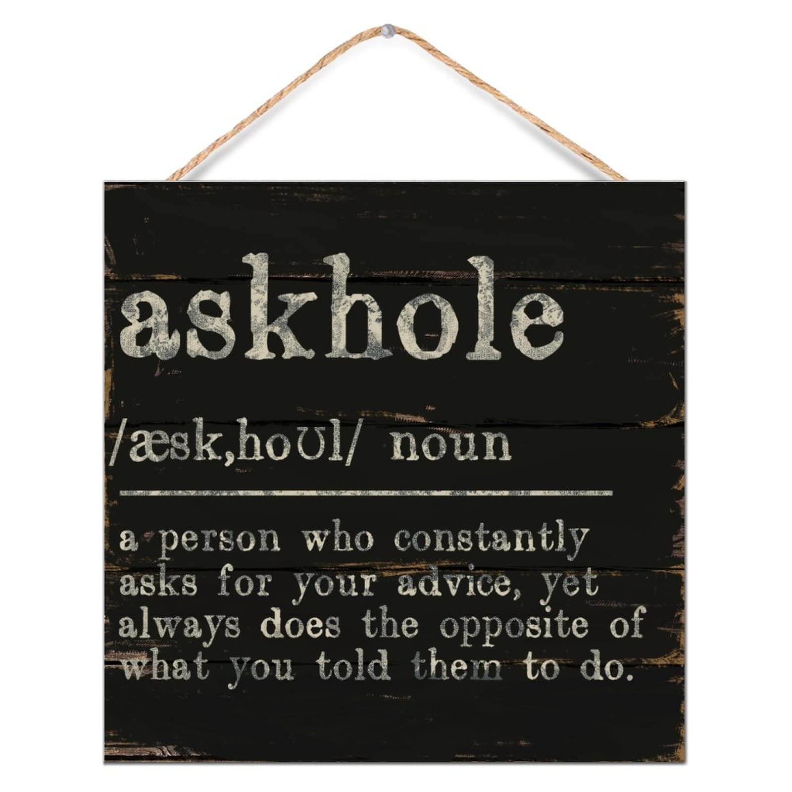 Art mural Askhole en bois pour décorer votre bureau avec humour