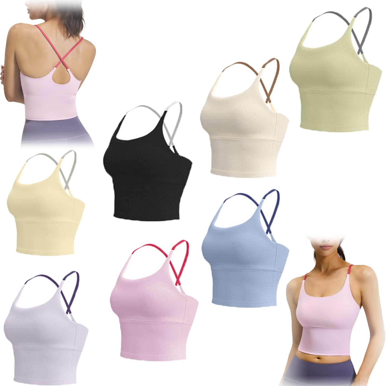 ZXQUEGF Biustonosz sportowy Criss Cross Tank Criss Cross Back Biustonosz sportowy Zwykły podkoszulek do ćwiczeń na siłownię