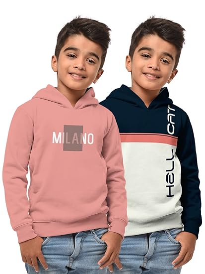 Boys Regular Fit Fulsleeve Hooded Sweatshirt with Rib - Combo Pack of 2