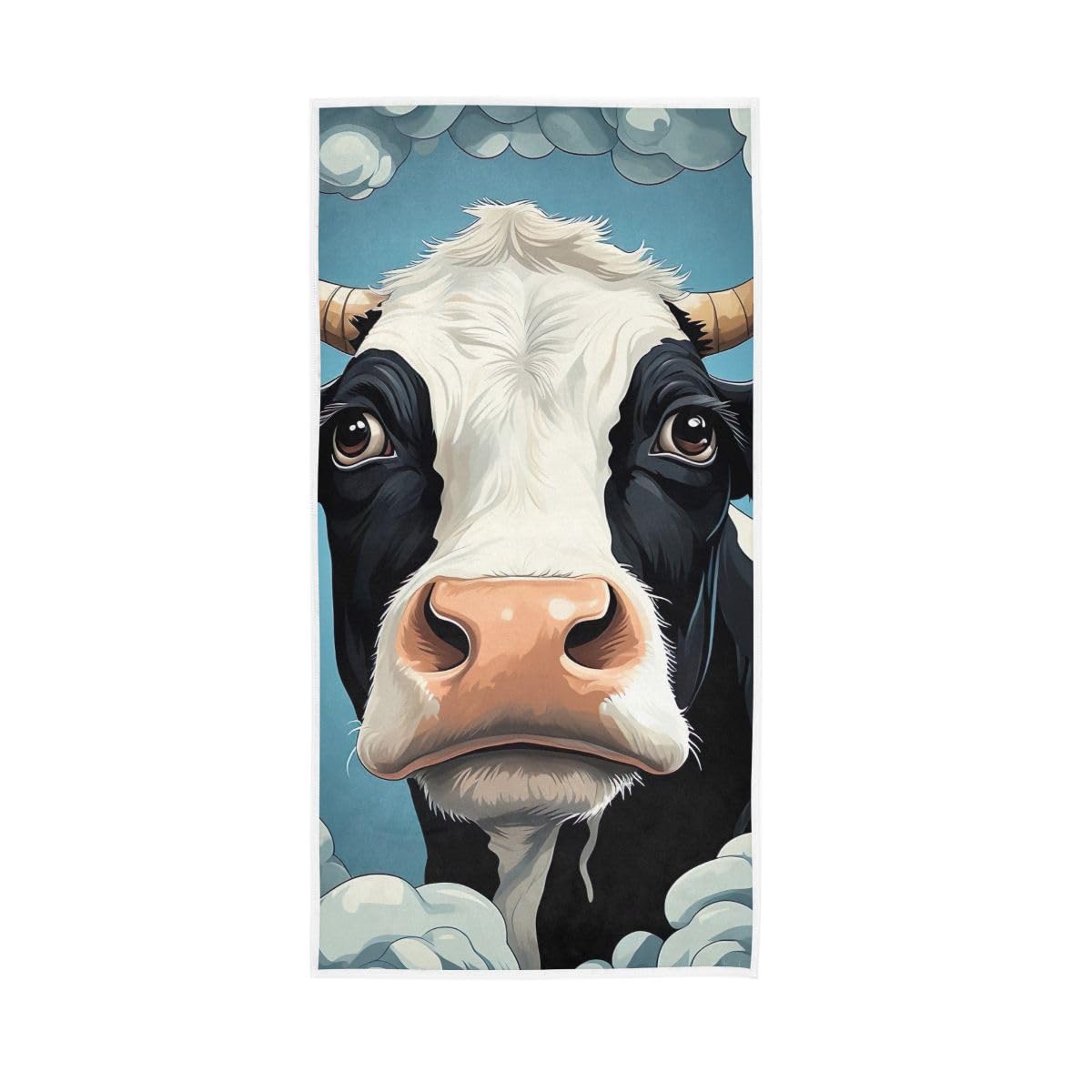 LSRCPD Cartoon Cow Cloud Hand Towels, 15 x 30 Inches, Soft Highly Absorbent Towels for Bathroom Gym Hotel
