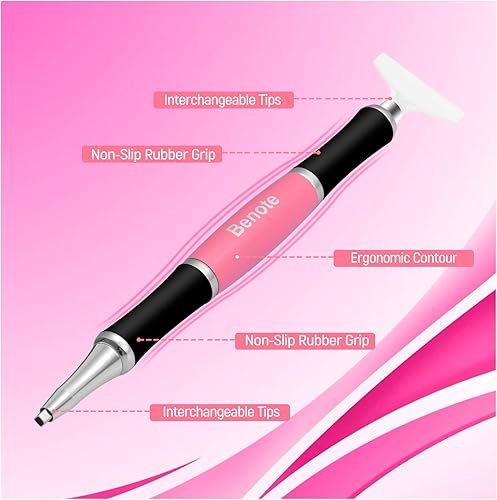 Miniatura 5 de benote Bolígrafo ergonómico de pintura de diamante, bolígrafo de arte de diamante mejorado con doble punta de metal de goma roscada, bolígrafo